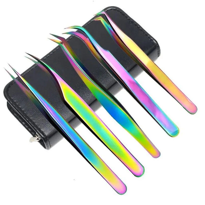 Makeup Tools 5Pc Eyelash Extension Tweezers Lash Applicator Stainless Curved Straight For Tongs False Clip Nail Art 230508 Drop Delive Dh5Jh