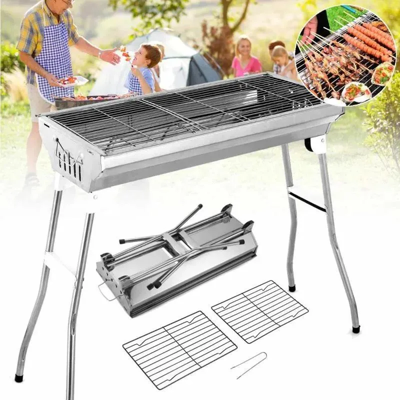 Grills Grills Outdoor ze stali nierdzewnej Grill Grill narzędzie do grilla Przenośna bezpłatna instalacja Uchwyt składany grilla Grid Park