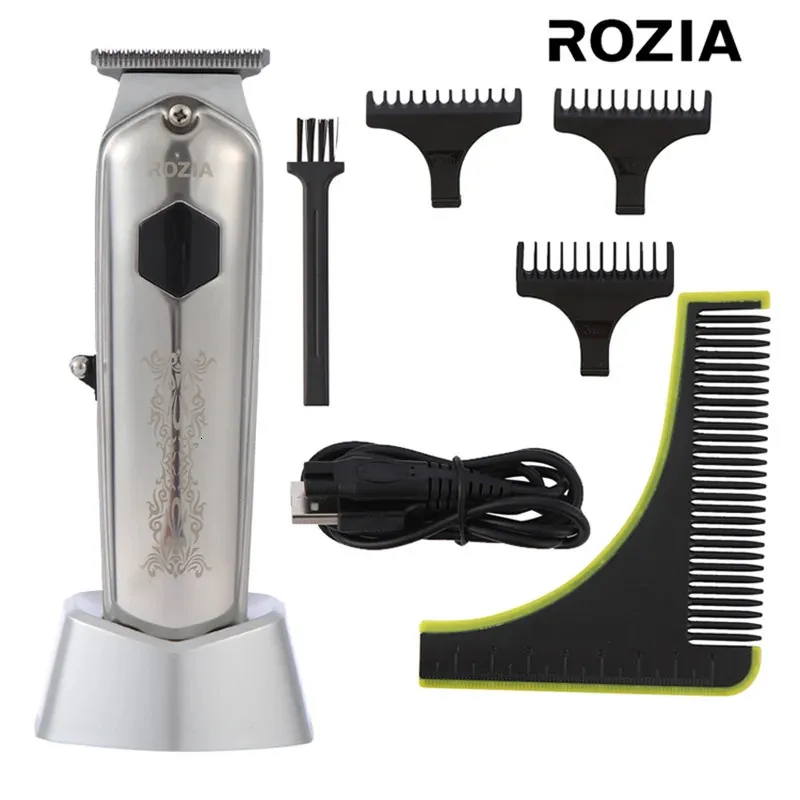 Rozia usb recarregável aparador de cabelo barbeiro lcd máquina de cortar cabelo barba para homens ferramenta estilo 231220