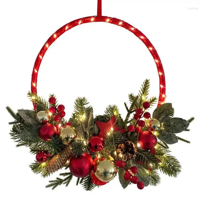 Flores decorativas guirlanda de natal criativa e quente iluminada artificial com temporizador enfeites luzes para o inverno