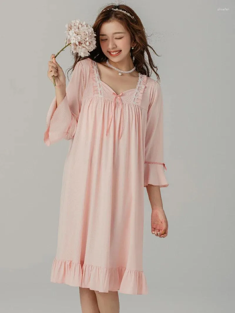 Vêtements de nuit pour femmes Femmes coréens pyjamas victoriens printemps filles douces ébourignantes