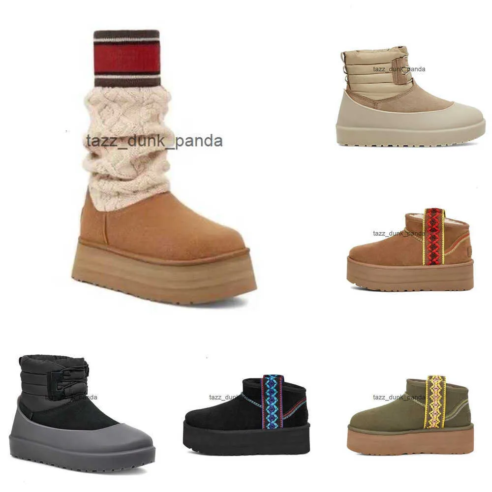 hiver Nouveau ''ugglis''boot Ultra Mini Plateforme Femmes Plateforme Classique Bottes Australiennes Design Tasman Style Gland Tazz Style Ruban Bottes De Fourrure Pantoufles Cheville Sherpa ugug