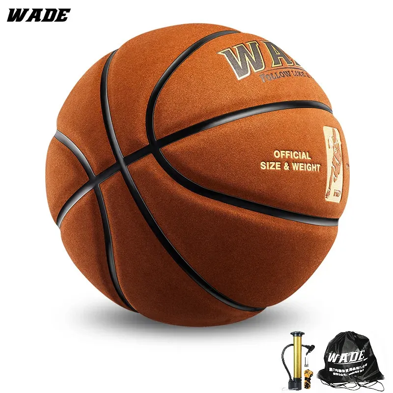 WADE Amarelo 7 # Camurça Basquete para Adulto Basquete Indoor Peso Padrão Original Com Bomba 231220