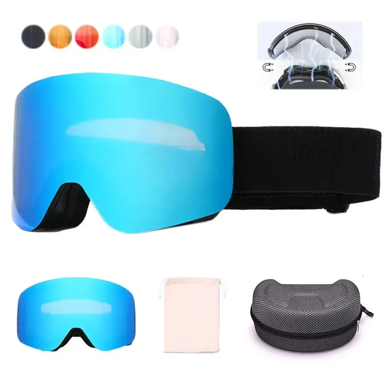 Magnetic Ski Goggles Set Quick-Change Lens Double Layers Anti-fog Ski Glasses for Men Women Outdoor Sport Snowboard Accessories 231220