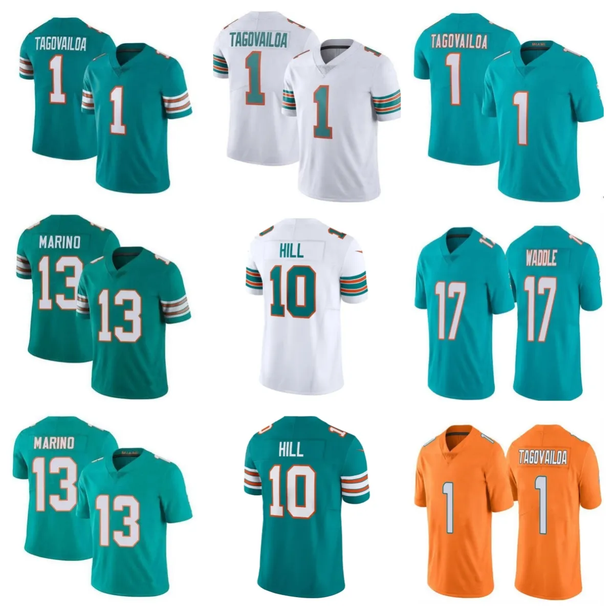 Top Football jersey custom men women kids Dan Marino Tua Tagovailoa Raheem Mostert Tyreek Hill Jaylen Waddle Jevon Holland Mike Gesicki Austin Jackson