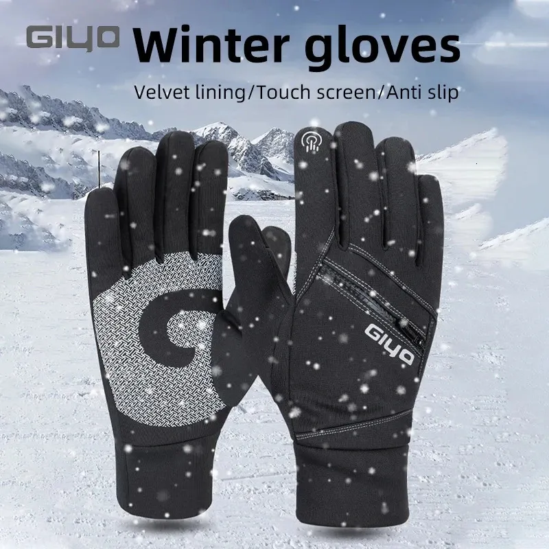 Giyo Cycling Full Finger Gloves Winter Thermal Touch Screen Cykelhandskar Utomhus Scooter Ride Motorcykel Ski Varma cykelmanten 231220