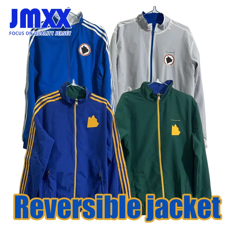 JMXX 23-24 jako Roma Special Soccer Reversible Jacke Jerseys Mens Jersey Man Football 2023 2024 Windbreaker z długim rękawem Wersja fanów fanów