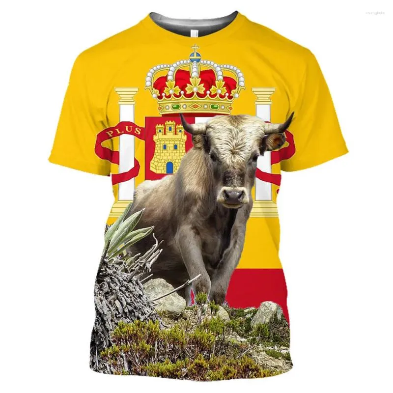 Herr t shirts spanien tjurfäktning t-shirt sommarkläder 3d daglig casual kortärmad toppar o-hals överdimensionerade manliga kläder