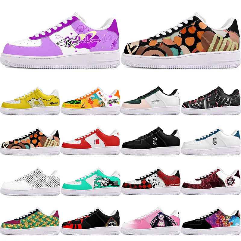 DIY exquisite shoes beautiful autumn mens Leisure shoes for men women casualplatform sneakers Classic cartoon graffiti trainers comfortable mild black sports