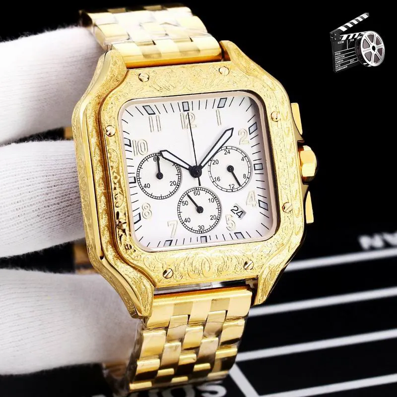 5A Santos de Catier Chronograph Watch Steel Case Strap Automatisk lindningsmekanisk rörelsedabattdesigner Klockor för män Fendave Wristwatch