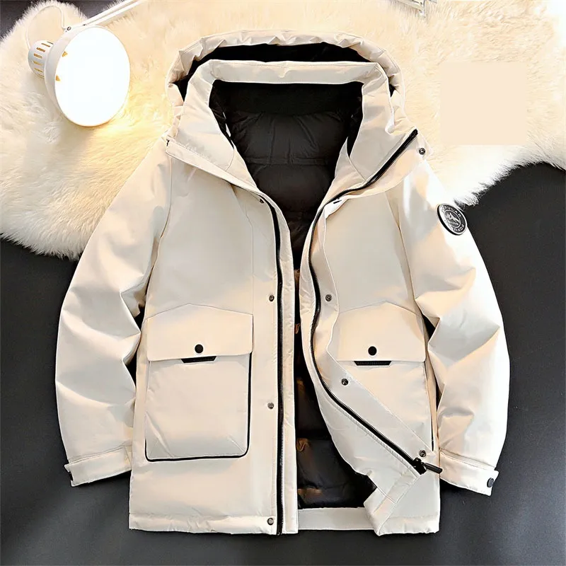 남자 작품을위한 고급 대형 다운 자켓, 흰 오리가 극한 콜드 다운 재킷
