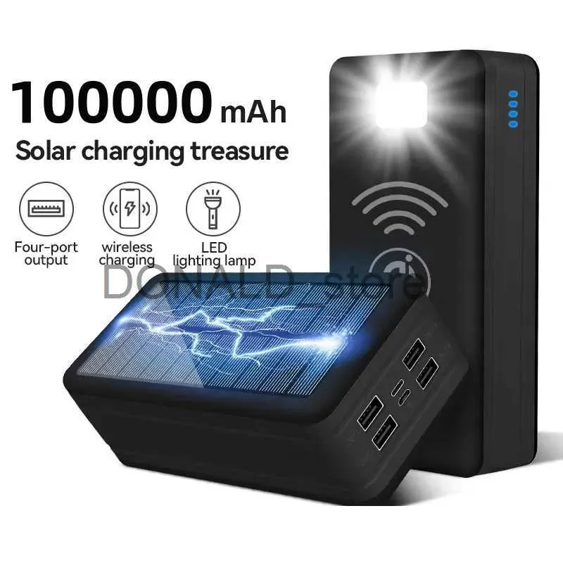 Cell Phone Power Banks Solar Power Bank 100000mAh Solar Charging Mobile Phone Wireless Charging Large Capacity Battery External Battery Fast Charging J231220