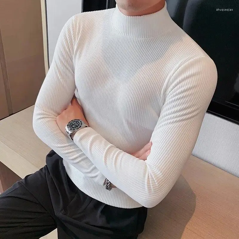 Men's Sweaters Autumn And Winter Thickened Soft Bottoming Shirt Half Turtleneck T-shirt Thermal Clothing Men Y2k Tops