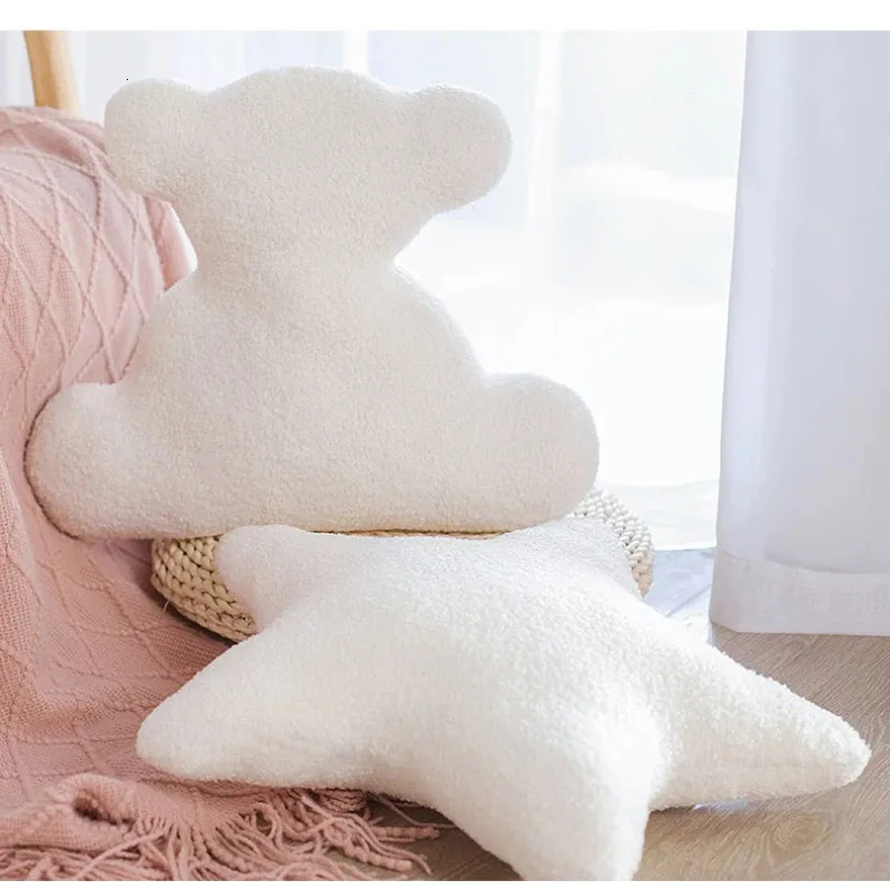 Super Soft White Clould Star Pillow Stuffed Animals Style Throw Pillow Cushion Bear Cat Back View Toy Home Decor Pillow 231220