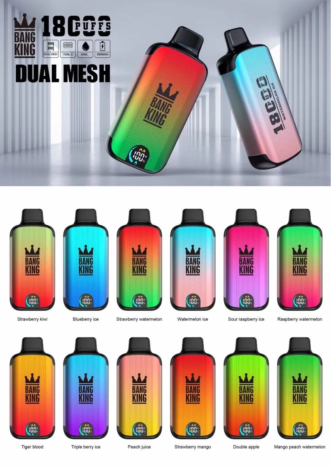 Originale Bang King 18000 Puff 18000 Vapes Monouso Pen E Sigaretta 0% 2 ...