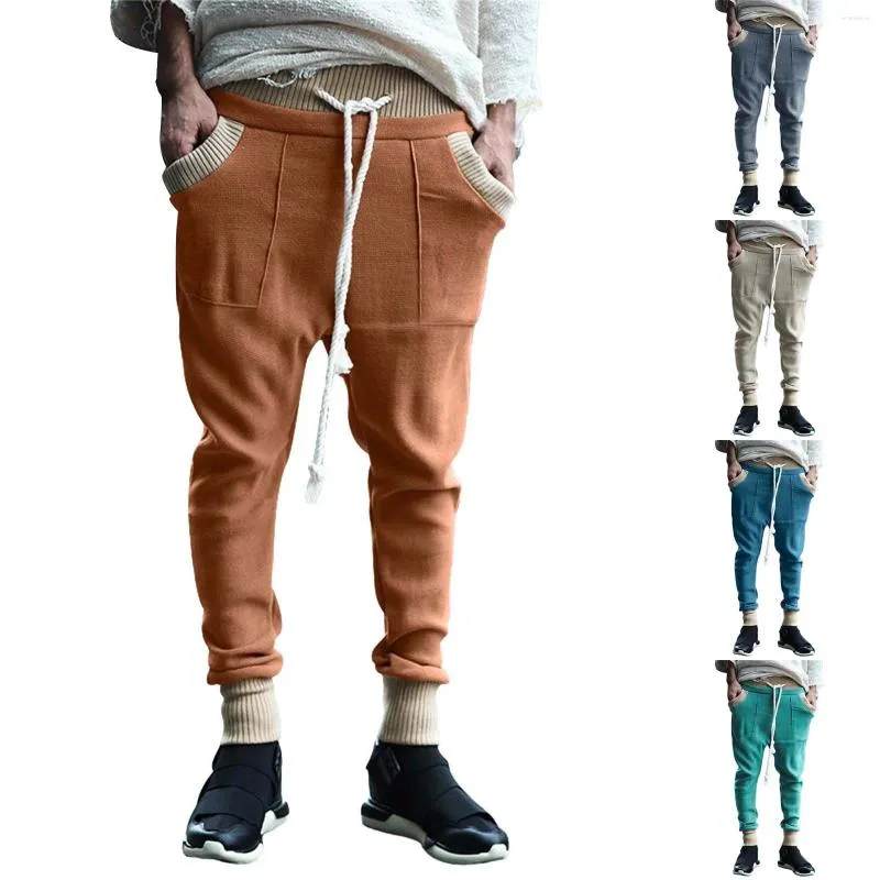 Pantalon pour homme avec cordon de serrage en tricot extensible, jogging, haut confort, petite jambe, décontracté, garçon, 12 vêtements simples, L