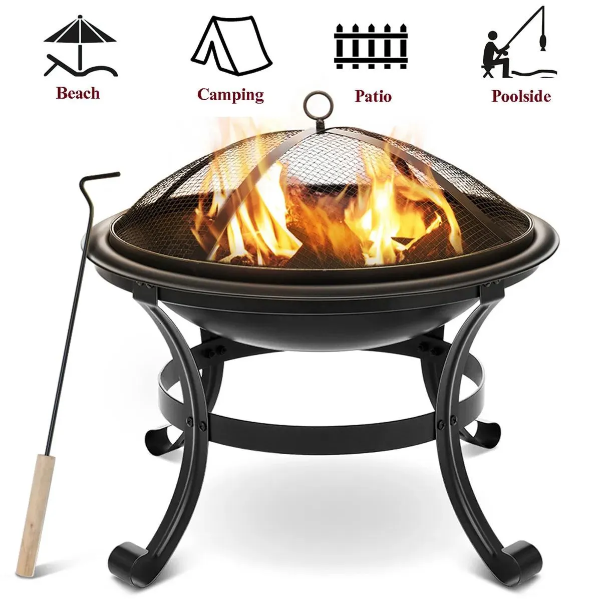 Grills BBQ Grills BBQ Grill utomhus eldstad Garden Patio Wood Log Barbecue Grill Net Set Cooking Tools Camping Brazier spis för x