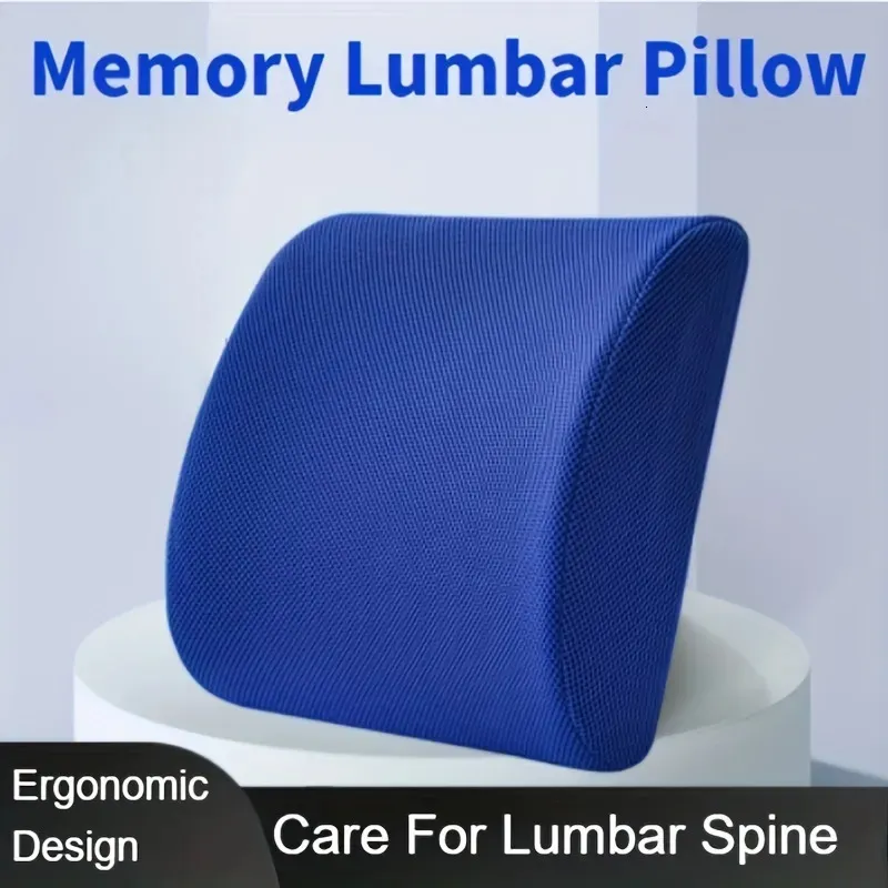 Memory Foam Lumbal Support Pillow Back Pain Relief Orthopedic Cushion för kontorsstol och bilstol 231220