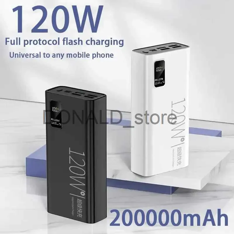 휴대폰 전력 은행 200000 MAH 파워 뱅크 120W 슈퍼 빠른 충전 100% 충분한 용량 휴대용 배터리 충전기 iPhone Xiaomi Huawei J231220