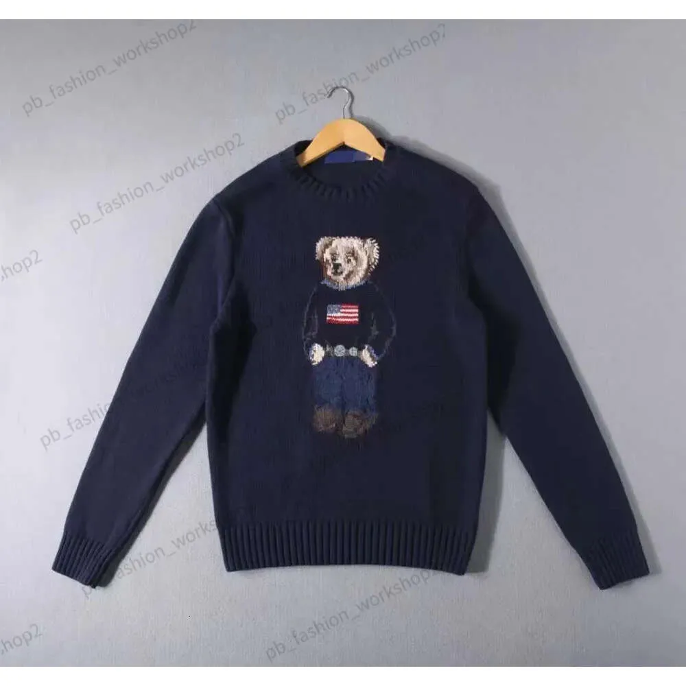 RL Designer Männer Strickpullover Ralphs Polos Bär Stickerei Laurens Pullover Crewneck gestrickt Langarm Langsame Weihnachtspullover gedruckt 642