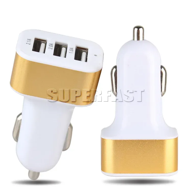 3 Ports USB Car  For iPhone X 8 7 Travel Adapter Car Plug Triple Car USB  For iPad Tablet Without Package