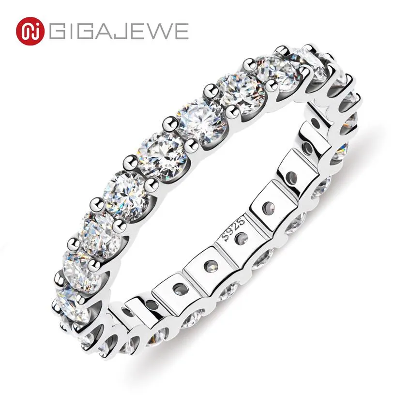 GIGAJEWE GIGAJEWE Moissanite volledige eeuwigheid ring 2 0-2 4ct 3 0mm D VVS1 ronde geslepen 925 zilveren diamanten test geslaagd vrouw meisje cadeau GM262e