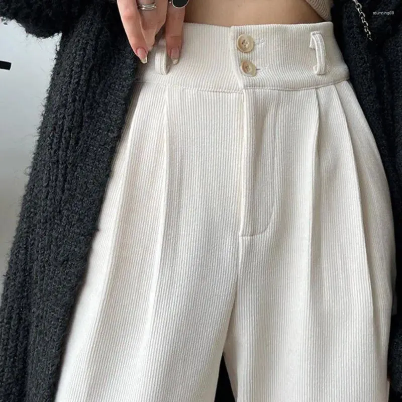 Pantaloni da donna Pantaloni tinta unita da donna Elegante abito invernale a gamba larga con tessuto morbido a vita alta profondo per il massimo comfort