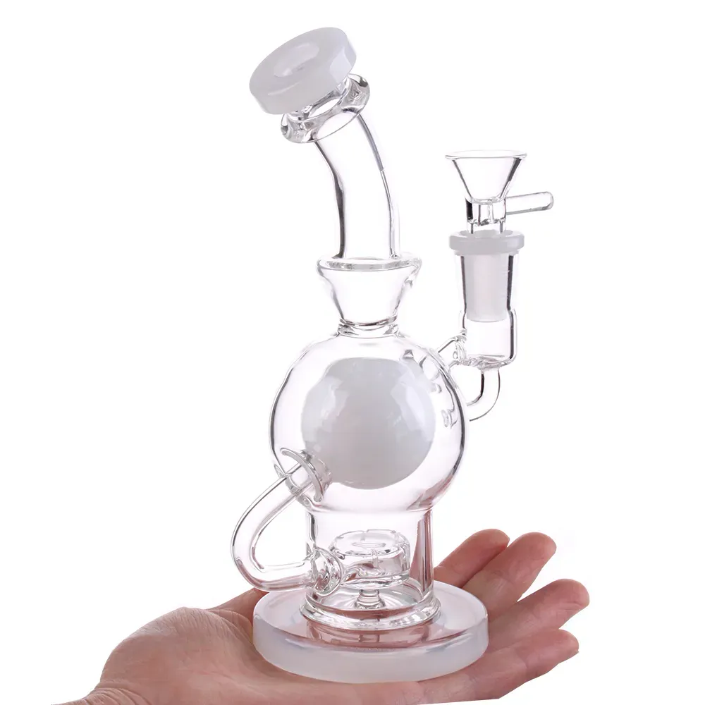 Wholesale 7&#039;&#039; Seed Of Life Ball Rig Glass Bong 14.5mm Female joint Water Pipes Dab Rig 5MM Thick with Glass Bowlfree shipping