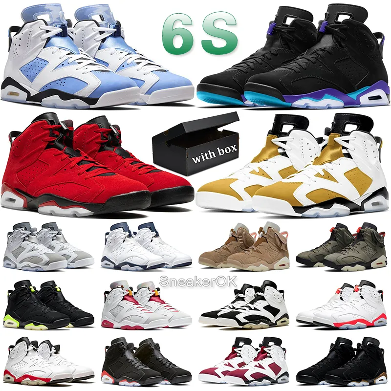 Box Jumpman 6s unc erkek basketbol ayakkabıları 6 sarı okch aqua toro bravo serin gri kara kedi kızılötesi açık hava spor erkek eğitmenleri spor spor ayakkabıları boyutu 40-47