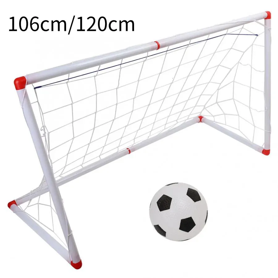 106120 cm Indoor Outdoor Mini Kinder Fußball Fußball Torpfosten Netz Set mit Ballpumpe Kinder Fußball Sportspielzeug Offizielle Größe 231219