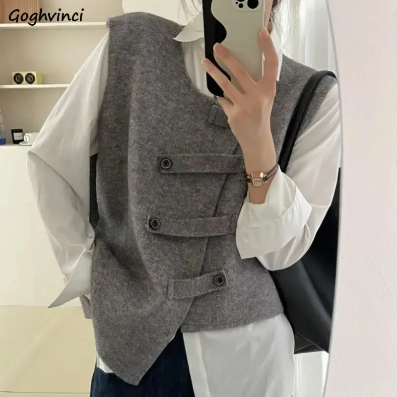 Irregular Vest O neck Simple Elegant Streetwear Loose Spring Office Ladies Casual All match Korean Style Ins 231020