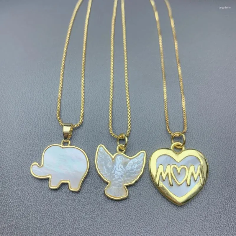 Hänge halsband mode Sea Shell Peace Halsband Kvinnlig Mor till Pearl Animal Elephant Heart Neck For Women Jewelry Gift