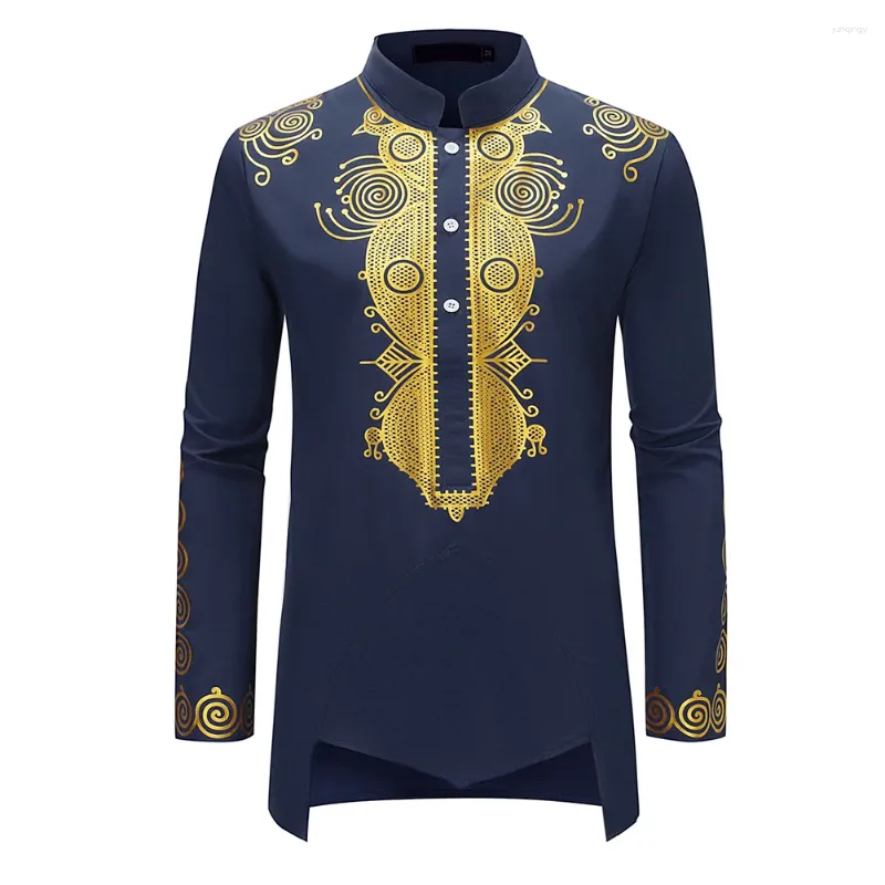 Camisas casuais masculinas blusa de impressão tribal camisa poliéster africano dashiki regular básico leve estiramento botão para baixo colarinho sucinto