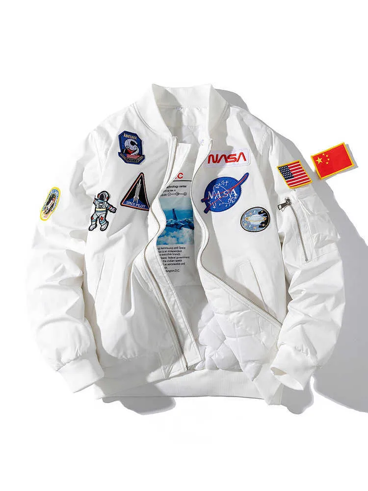 NASA Astronaut Co Coat Pilot Jacket Mens Par Tide Brand Autumn and Winter Thicked Cotton Baseball