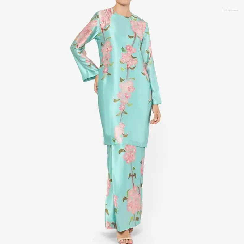 Roupas étnicas Últimos designs Baju Kurung Jilbab Mulher Egípcia Islâmica Jubah Muslimah Vestido de renda muçulmano