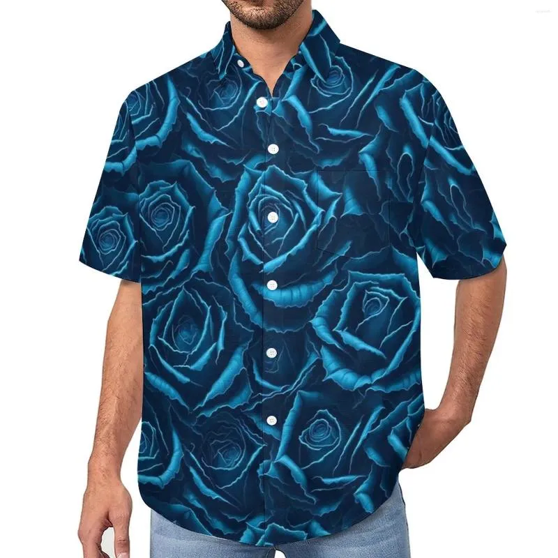 Camicie casual da uomo Camicette floreali rosa blu Fiori vintage maschili Hawaii Manica corta Grafica Divertente Camicia da vacanza oversize Idea regalo