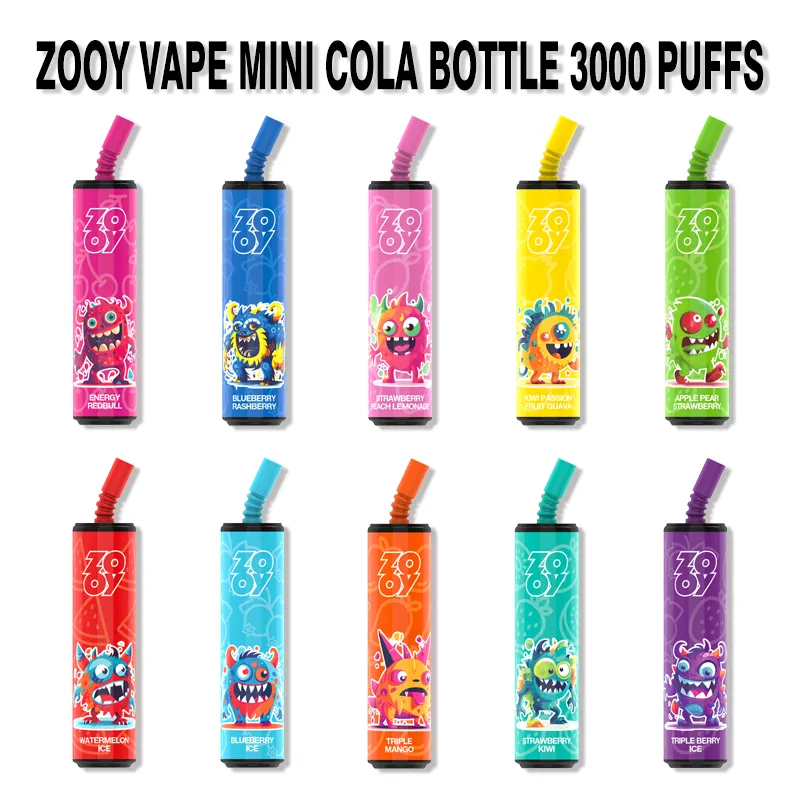 Vape jetable Zooy Min Cola Bouteille 3000 bouffées narguilé atomiseur clone e cigarettes stylo kit de démarrage Puffs XXL cartouche Pods 850mAh batterie 3000puffs vaporisateur