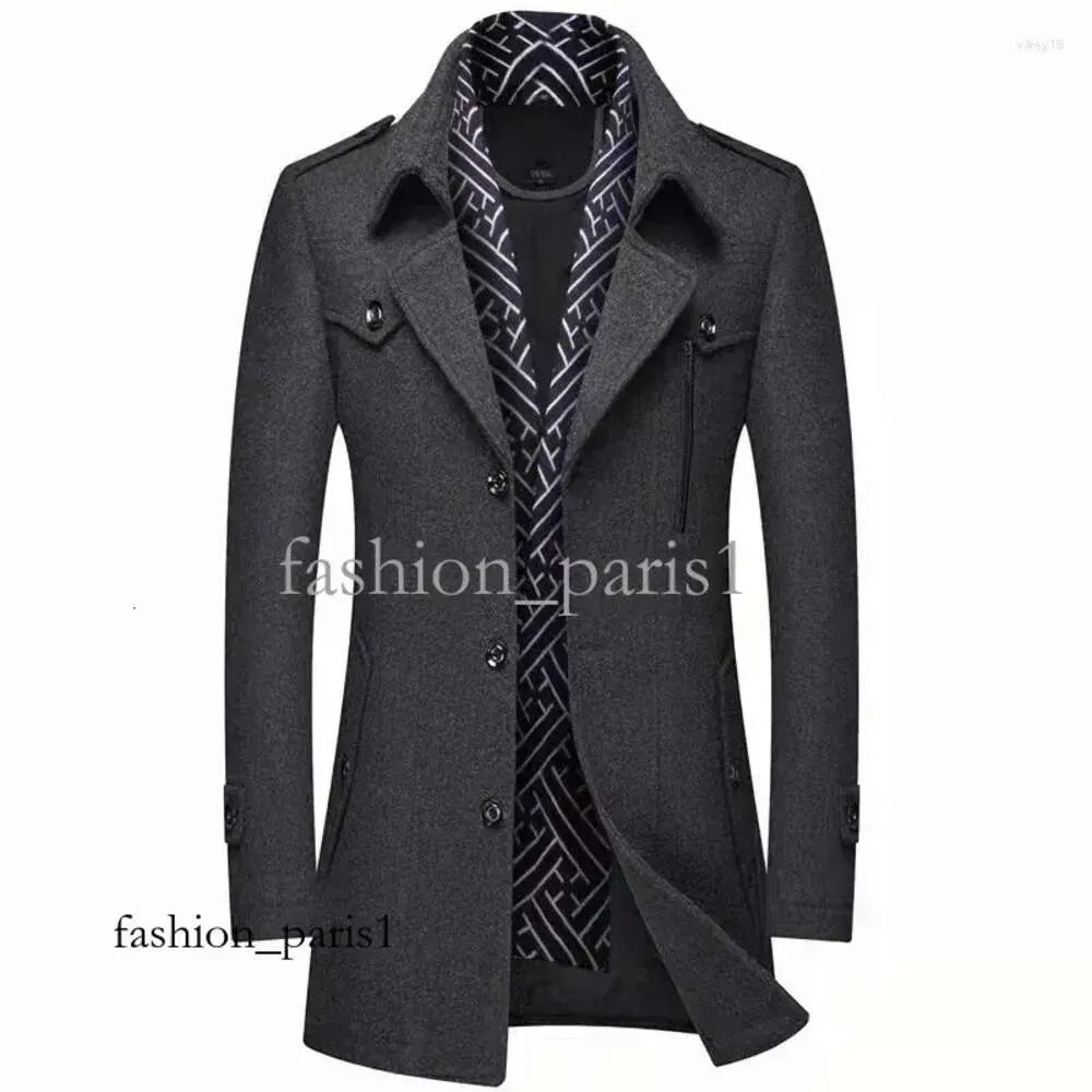 Heren Trenchcoats Herfst Winter Heren Wol Mode Midden Lange Jas Mannelijke Dubbele Kraag Rits Jas Windscherm Wollen Overjas 441