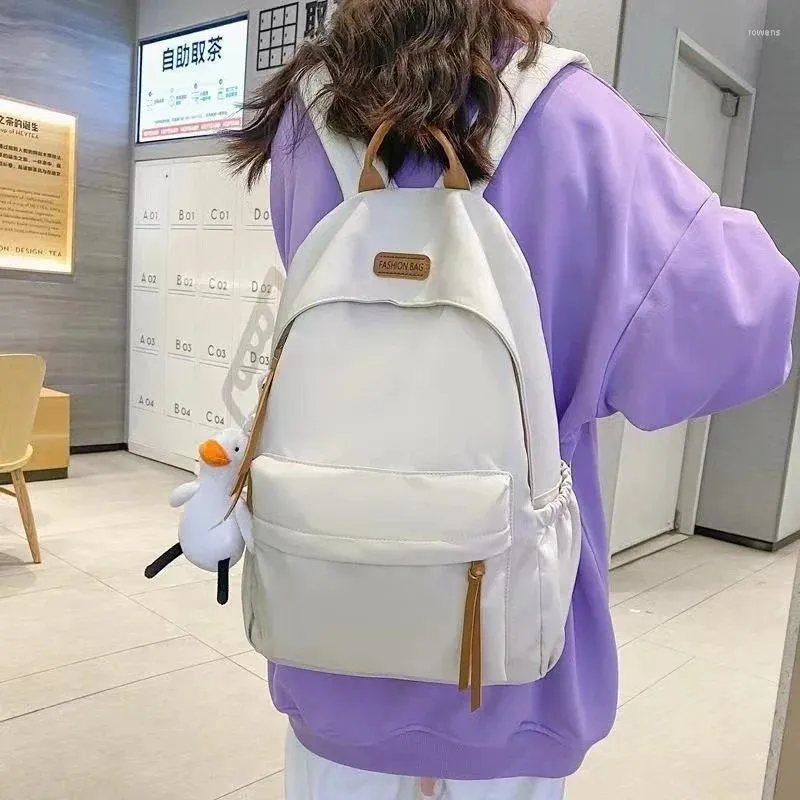 Mochilas escolares para mujer, mochilas multifunción de alta calidad para adolescentes, Color sólido, Simple, de gran capacidad