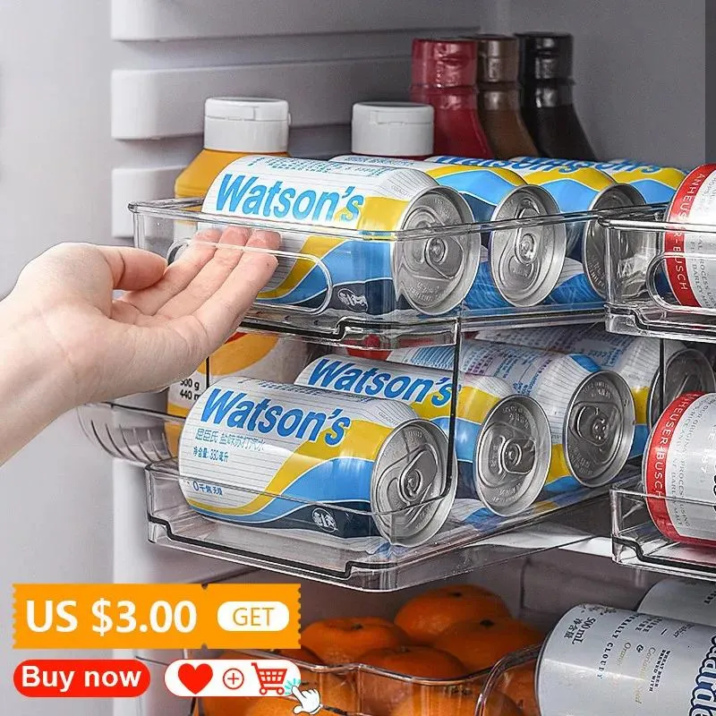 랙 냄비 랙 냉장고는 롤링 음료 소다 냉장고 주최자 저장 선반 맥주 코크스 230625를 분배 할 수 있습니다.