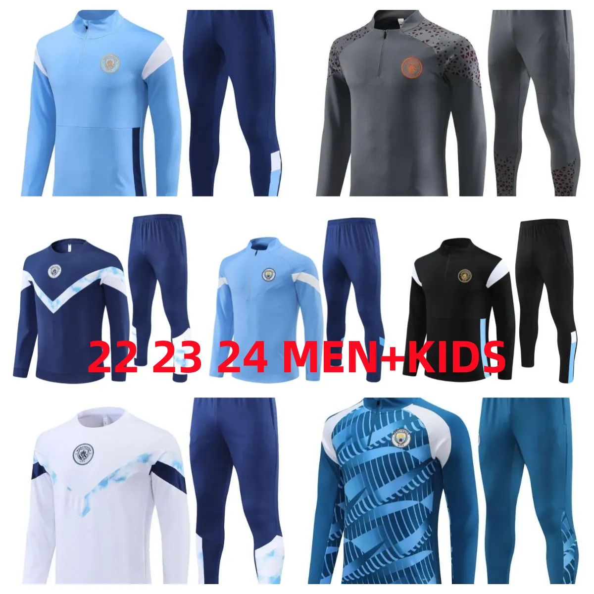 22 23 24 Man City Fußball-Trainingsanzüge Fußball-Trainingsanzug HERREN Kinderset Haaland DE BRUYNE FODEN GREALISH J.Alvarez Sportbekleidung Survatment Chandal Set