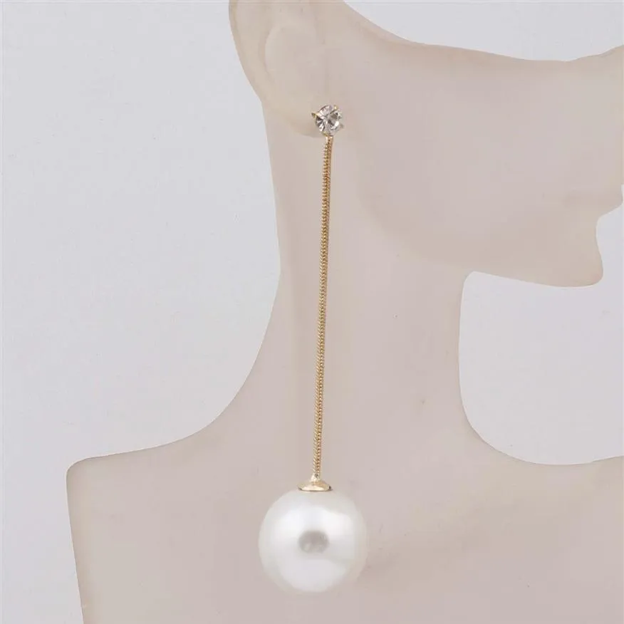 Gold Plated Fashion Big Ball Pearl Earrings Dangle Earring for Women225J