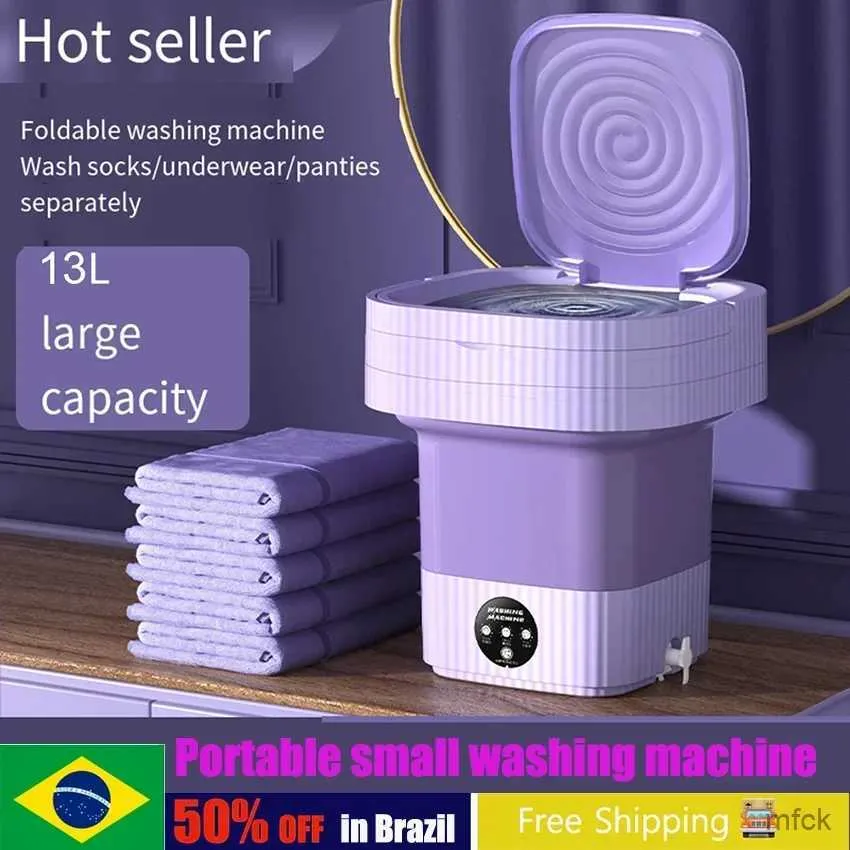 Mini Washing Machines 13L Portable Folding Washing Machines Large with Dryer Bucket for Clothes Underwear Sock Small Washer Travel Home Mini Machine