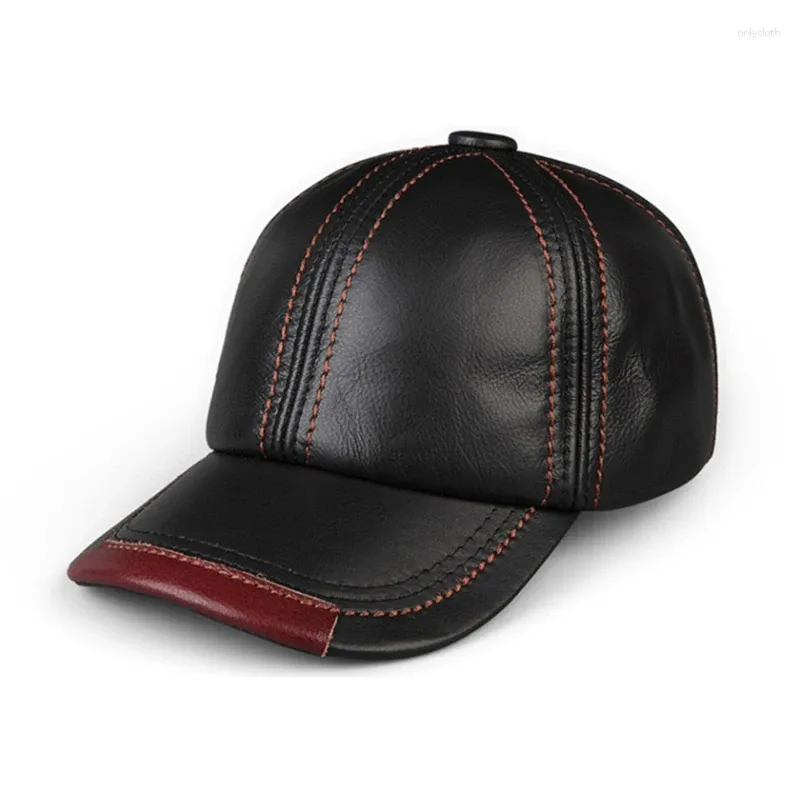 Ball Caps Men Real Cowhide Leather Earlap Male Fall Winter Cow Hats Casual Outdoor Baseball Cap