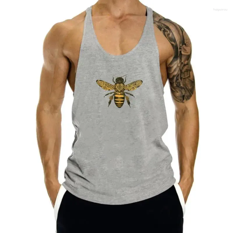 Heren tanktops 2024 Top mannen Bee barokke mot insect Tattoo illustratie Tee Indie Mod hipster tot