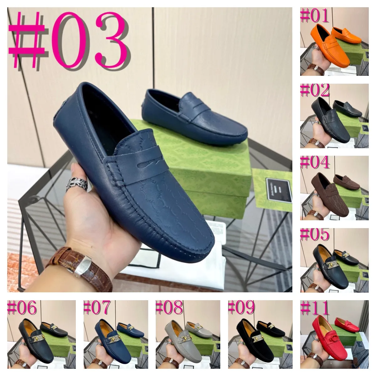 40modell lyx varumärke män skor avslappnad lyx varumärke sommarmens designer loafers äkta lädermockasiner bekväma andningsbara slip på båtskor svart