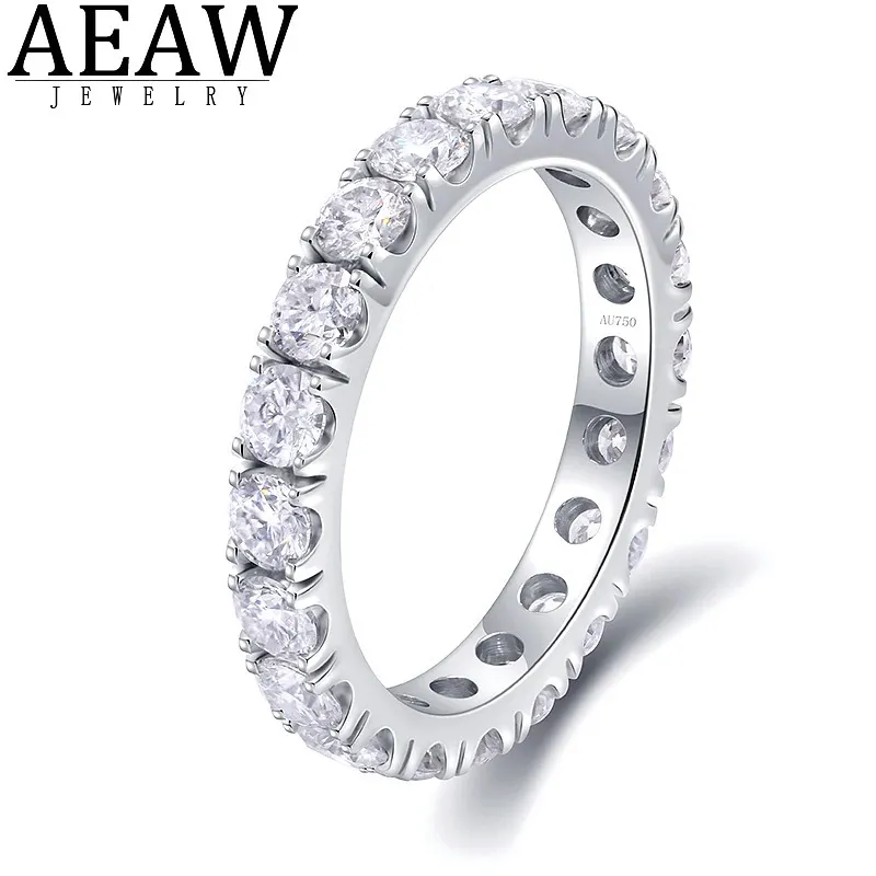 Pierłdy ślubne Aeaw Solid 14k biały złote okrągłe enternity Full Diamond Band 2,5 mm 1,5ctw DF Kolor dla kobiet 231219