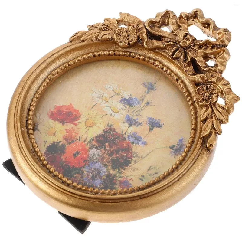 Frames European Retro Bow Po Frame Small Gifts Ornaments Vintage Picture Bulk For Display Resin Antique Gold