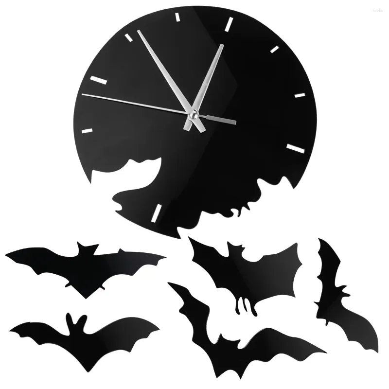 Relógios de parede Halloween Bat Relógio para decoração de casa Decorações tridimensionais de casa