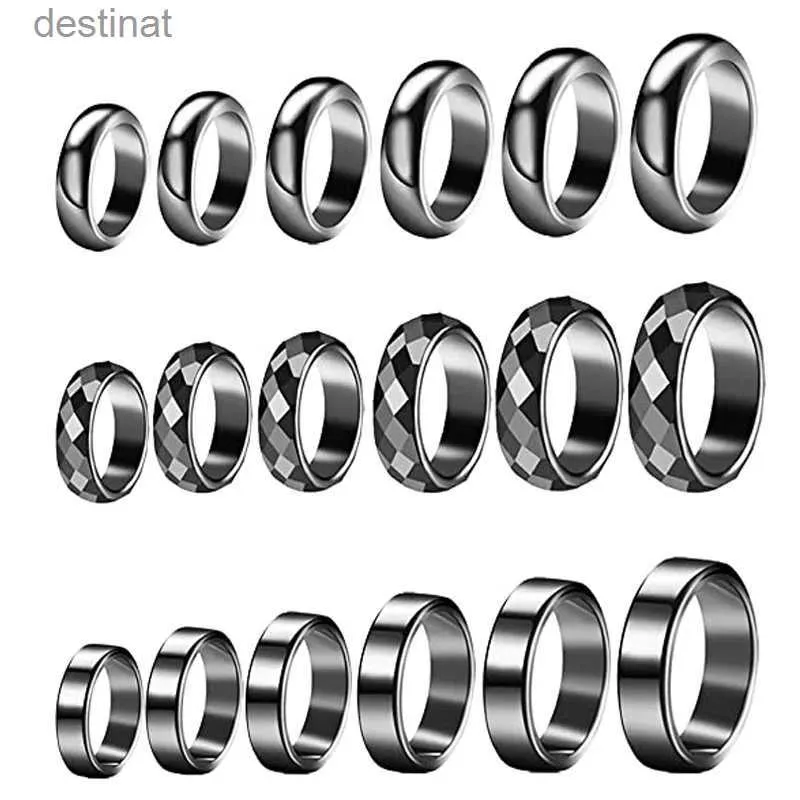 Anel solitário Men Hematite Natural Rings Black Casal Pedra Anel de Pedra Anexidade Alívio Unissex Cura